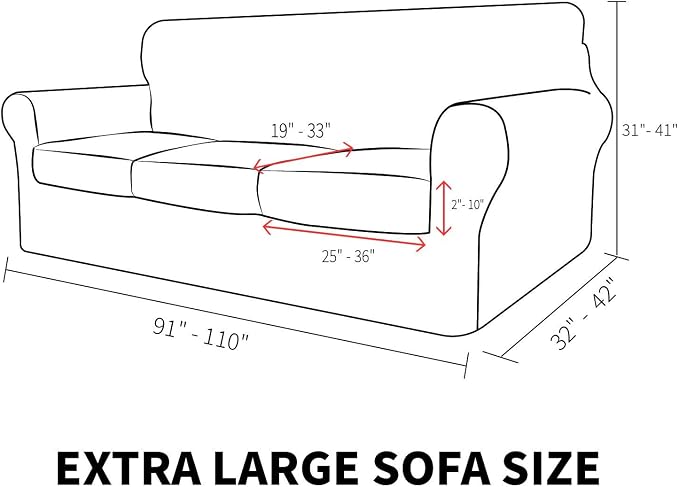 MAXIJIN 4 Piece Couch Covers for 3 Cushion Couch Super Stretch Sofa Cover for Dogs Pet Proof Fitted Furniture Protector Spandex Jacquard Non Slip Magic Couch Slipcover Washable (Extra Large, Wine Red) - Image 6