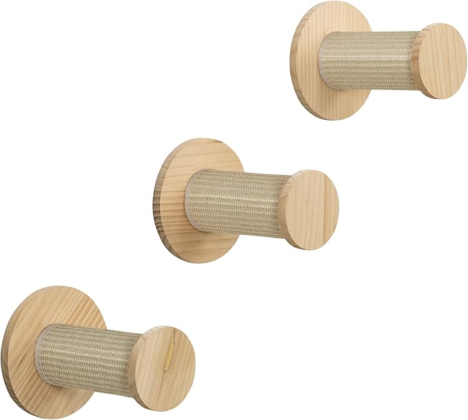 Trixie Cat Wall Furniture Set 3 - Cat Wall Scratcher and Climbing Shelves - Sisal Rope Scratching Posts - 3 Elevated Steps - Natural/White by TRIXIE