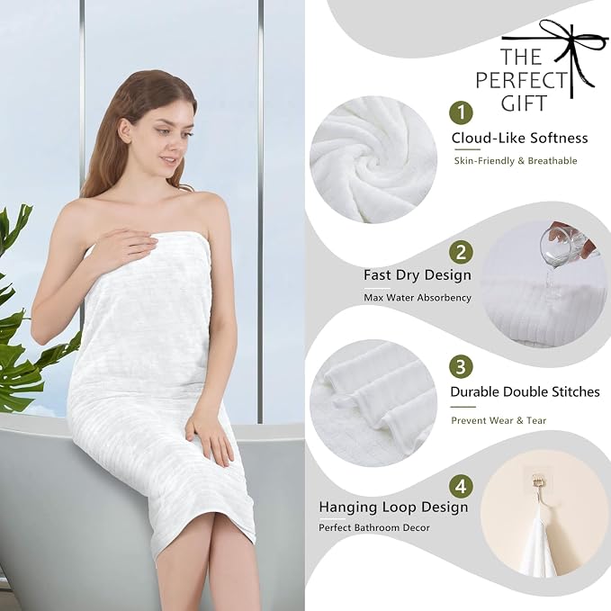 Extra Large Bath Sheet Set of 4,Ultra Soft Fluffy Towel,35”x 70”Oversized Bath Towel Set,Premium Microfiber Bathroom Towel Set Highly Absorbent Quick Dry Shower Towel for Bathroom,Hotel,Spa (White) - Image 3