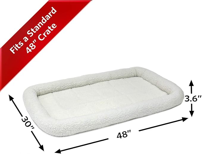 MidWest Homes for Pets QuietTime Dog Bed - White Fleece Bolster, Ultra-Soft and Machine Washable, Fits 48-Inch Crates and Carriers, for Extra-Large Breed Dogs - Image 2