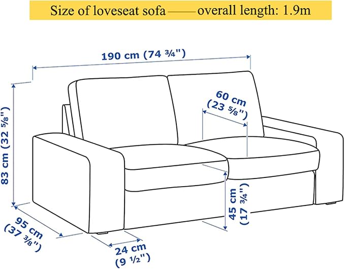Couch Cover for IKEA Kivik Loveseat 74.75in Sofa, Sofa Slipcover, S-3 - Image 3