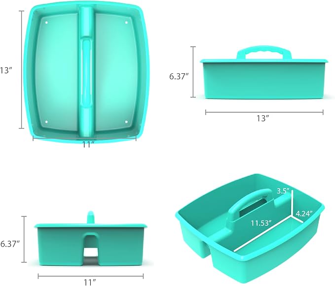Storex Industries 13" x 11" x 6.375" Large Caddy, Teal (Pack of 2) - Image 8