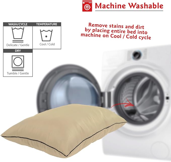 Majestic Pet Rectangle Medium Dog Bed Washable – Non Slip Comfy Pet Bed – Dog Crate Bed Super Value Pillow Dog Bed – Dog Kennel Bed for Sleeping - Dog Bed Medium Breed 35 x 28 Inch – Solid Khaki - Image 5