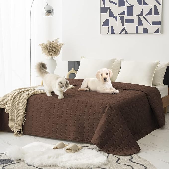 Tcksstex Waterproof and Anti-Slip Dog Bed Cover and Pet Blanket Sofa Pet Bed Mat car Incontinence Mattress Protectors Furniture Couch Cover for Most Cats Dogs, Pets （82x82-Chocolate） by TcksstexFauxFurDogBedCover