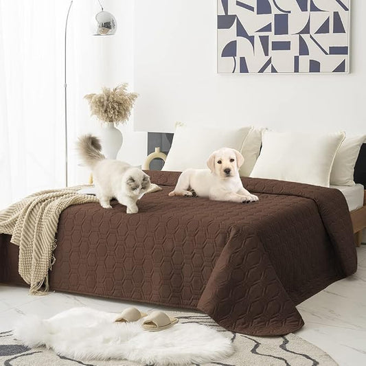 Tcksstex Waterproof and Anti-Slip Dog Bed Cover and Pet Blanket Sofa Pet Bed Mat ，car Incontinence Mattress Protectors Furniture Couch Cover for Most Cats Dogs, Pets（82x102-Chocolate） by TcksstexFauxFurDogBedCover