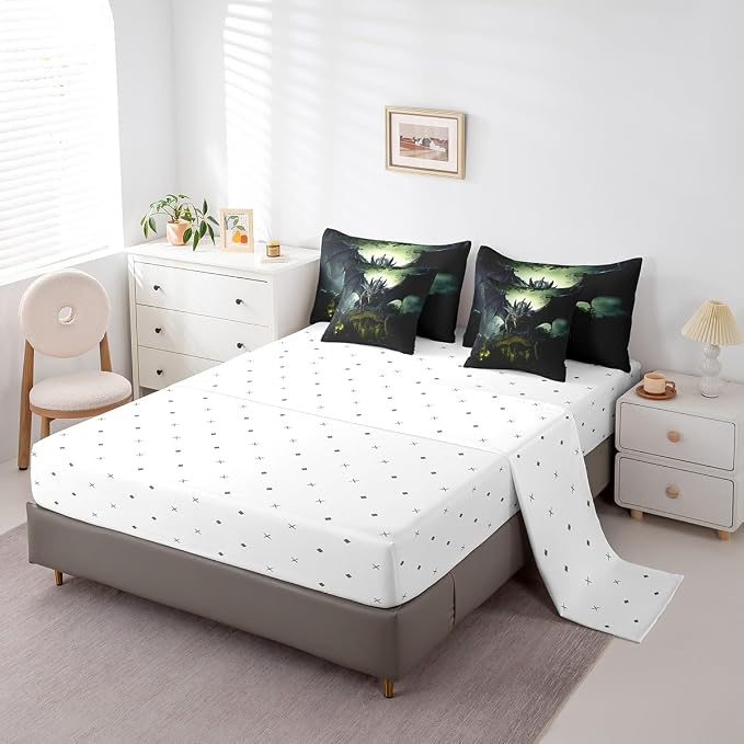 Erosebridal 7Pcs Bedding Sets Dinosaur Comforter Sets Bed in a Bag 3D Wild Dinoasur Comforter with Sheets for Children Boy Girl Teen Kids Bedroom,Twin 7Pcs - Image 4