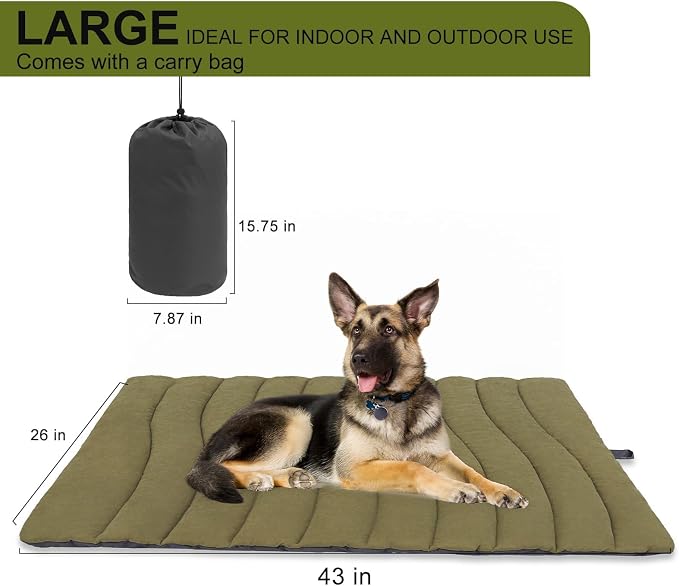 BINGPET Outdoor Travel Dog Bed for Large/Medium Dogs,Portable Waterproof Camping Mat with Carry Bag,Foldable Outside Bed,Machine Washable Indoor Pet Mat for Small,Medium and Large Dogs 26"x43" - Image 6