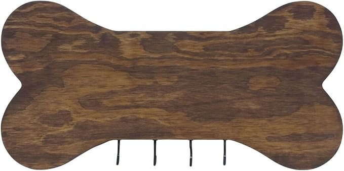 Rooms Organized Personalized Live Love Bark Wall Mounted Dog Bone Pet Leash Rack,Dog Collar Holder New Home Decor Gift Ideas and 4 Hooks 16" L x 8" H 2.5." deep (Walnut Stain) - Image 3