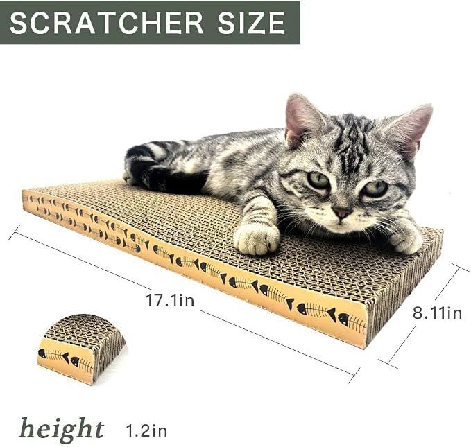 Cat Scratcher Cardboard Scratching Pads Scratch Lounge Bed with Catnip 3PCS Reversible Corrugated Cardboard with Scratch Box - Image 3