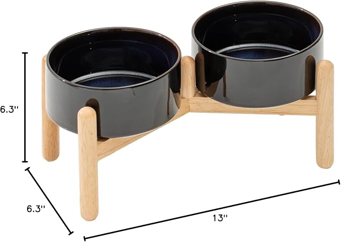 Havniva Elevated Dog Bowls Ceramic Dog Bowls with Stand, Dog Food Bowl | 6.1” Raised Dog Bowls with Non-Slip Wood Stand, Dog Food and Water Bowl Set, Double Dog Feeding Bowls for Small & Medium Dogs - Image 9