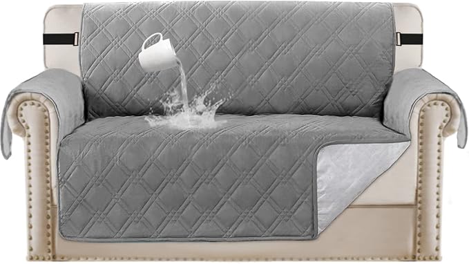 Turquoize 100% Waterproof Couch Covers for Pets Sofa Cover for Dogs Washable Loveseat Covers for 2 Cushion Couch Non-Slip Sofa Protector Furniture Cover for Dogs, Kids, Cats (Loveseat, Dove) by Turquoize