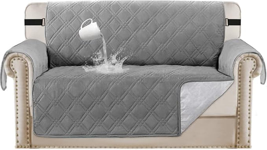 Turquoize 100% Waterproof Couch Covers for Pets Sofa Cover for Dogs Washable Loveseat Covers for 2 Cushion Couch Non-Slip Sofa Protector Furniture Cover for Dogs, Kids, Cats (Loveseat, Dove) by Turquoize