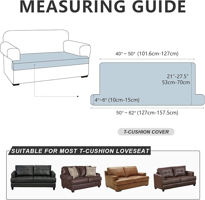 ANARACHON Leather Look Couch Cushion Covers Sofa Seat Slipcovers Sets Couches Furniture Protector for Sectional Armchair Loveseat Pets Kids Stretch Spandex Fabric (1 T-Cushion loveseat, Brown) - Image 3