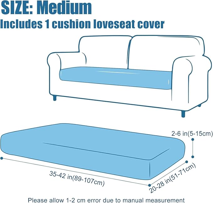 Smiry Waterproof Couch Cushion Covers, Non Slip Seat Cushion Covers | Stretch Jacquard Sectional Sofa Slipcover, Washable Elastic Furniture Protector for Pets, Kid, Medium, Biege - Image 6