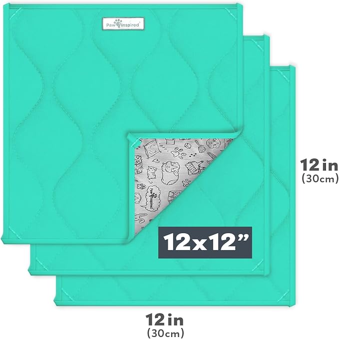 Paw Inspired Washable Fleece Guinea Pig Cage Liner Pads,12x12 Inch, Green | Corner Mat, Pee Pad, Super Absorbent Bedding, Waterproof Bottom, Guinea Pigs, Ferrets, Rabbits, Hamsters, Small Animals - Image 2