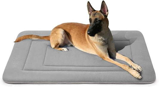 Dog Bed Soft Dog Crate Bed Pad Mat, 42 in Non Slip Bottom Washable Beds for Large Dogs, Pet Bed Mattress Kennel Pad, Clay Gray by JoicyCoDogBeds