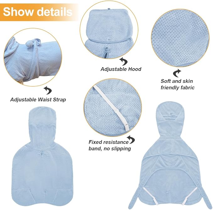 Medium to Large Size Dog Bathrobe, Microfiber Quick Drying Super Absorbent, Warm Dog Towels, Adjustable Hoodies and Belts for Dog Bath Products (Blue Jacquard,6XL) - Image 7