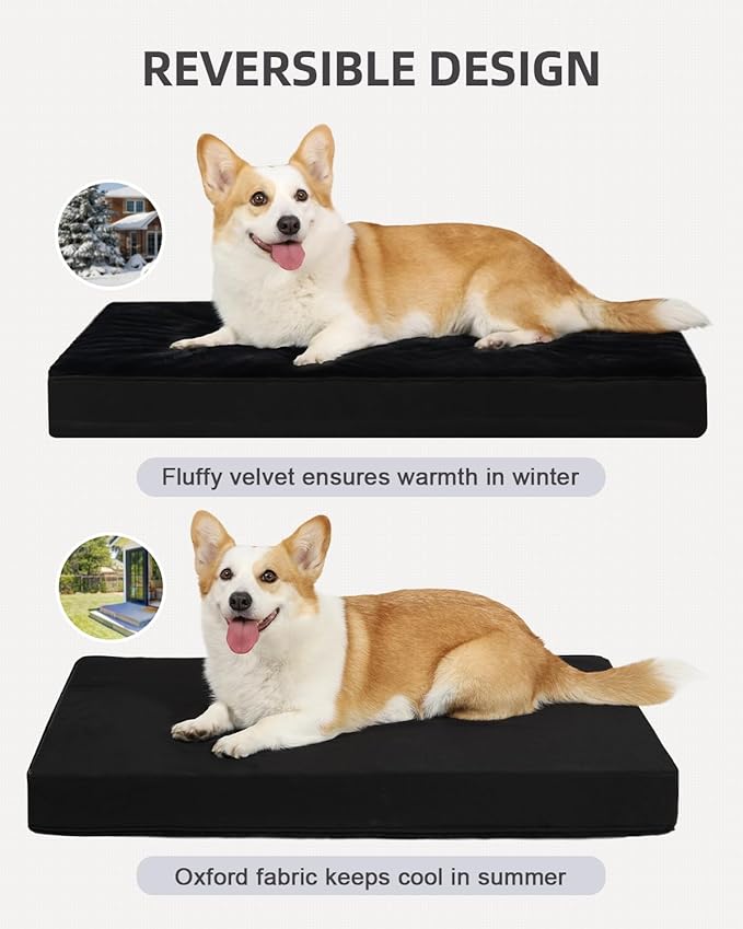 KSIIA Orthopedic Dog Bed for Small Dogs with Waterproof Lining, Black,23x17 | Deluxe Soft Plush Dog Crate Bed, Washable Pet Mat with Removable Cover & Egg Crate Foam for Small Dogs Sleeping & Relaxing - Image 4