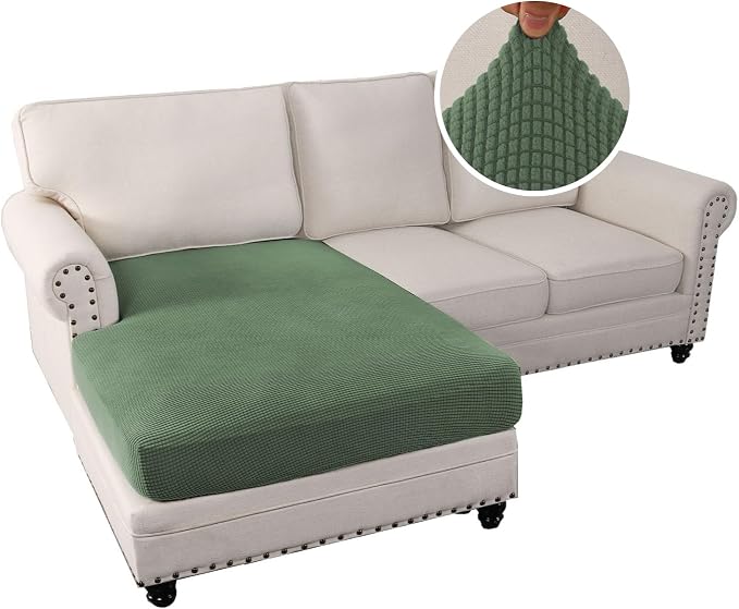 H.VERSAILTEX Sectional Couch Covers 1 Piece Chaise Slipcover L Shape Separate Cushion Couch Cover for Both Left/Right Sectional Couch (Seat Only: 1 Chaises, Loden Frost) - Image 2