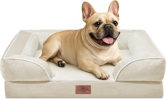 Comfort Expression Orthopedic Dog Bed for Medium Size Dog with Bolster | Waterproof Dog Couch Bed with Washable Cover & Non-Slip Bottom, Supportive Egg Crate Foam Medium Pet Bed, 30x20 Inch by ComfortExpression