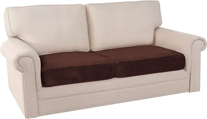 PrinceDeco Velvet Couch Cushion Cover Soft Stretch Cushion Slipcover for Chair Loveseat Sofa Cushion Furniture Protector Seat Cushion Sofa Cover Each Width Up to 40", Brown - Image 8