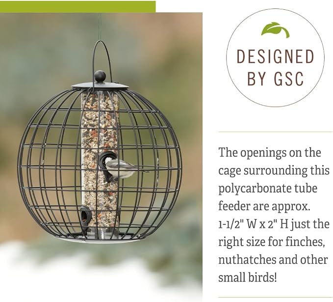 Gardener's Supply Company Globe Cage Bird Feeder | Outdoor Sturdy and Squirrel Proof Hanging Cage | Best for Finches Hummingbirds Nuthatches and Other Small Birds - Holds 3 Cups of Seeds - Image 6