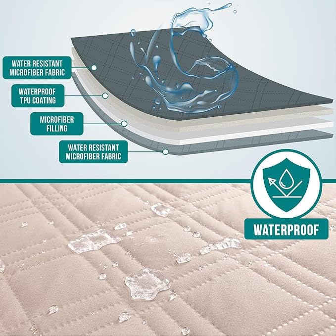 PetAmi Waterproof Couch Cover for Dogs, Non-Slip Leakproof Sofa Furniture Protector for Pet Cat, Machine Washable Bed Blanket for Car Seat, 102x82 Beige - Image 3