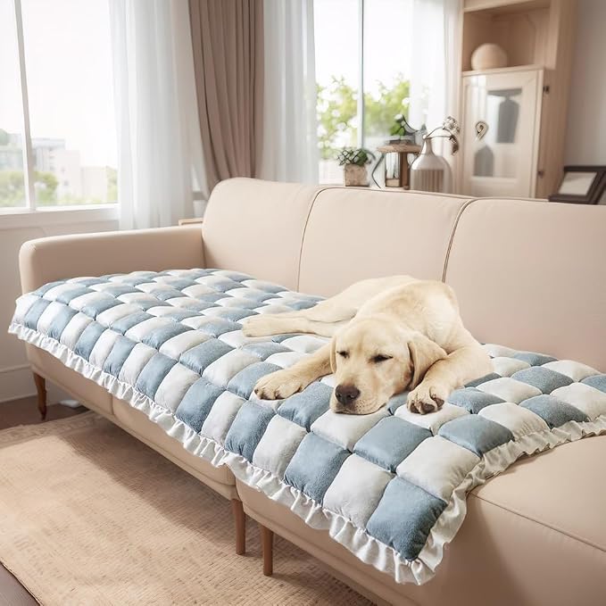 LiveGo Couch Cover for Dogs Washable, Sofa Cover Protector, Couch Covers for 3 Cushion Couch Sofa Pet Friendly, Soft, Non Slip (Blue-Gray, 70x150 cm / 27.6x59.06 in) - Image 7