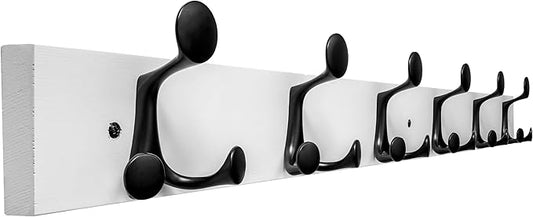 SKOLOO 36-Inch White Wood Coat Rack Wall Mount with 6 Triple Hooks - Ideal for Family Entrances, Classrooms, and Pet Supplies Storage - Perfect Coat Hooks for Wall by SKOLOO