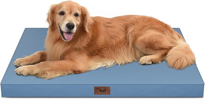 Waterproof Orthopedic Outdoor Dog Bed XL for Extra Large Dogs | Egg Crate Foam for Joint Support, TPU Waterproof Layer, Machine Washable 1680D Oxford Cover, 44 x 32 Inch, Up to 90 lbs by TailStories