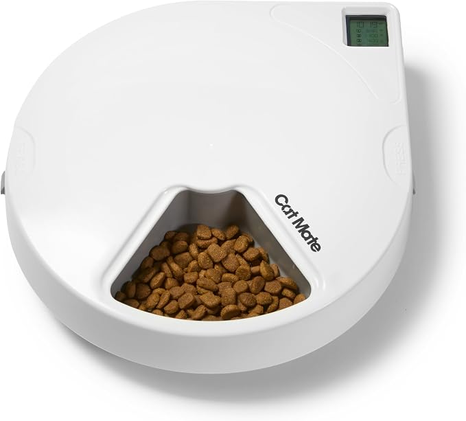 Cat Mate C500 Automatic 5 Bowl Digital Timer-Controlled Pet Feeder - for Cats and Small Dogs, Wet or Dry Food, Includes Twin Ice Packs, 5 Meals Up to 0.73 lb Each, White - Image 3