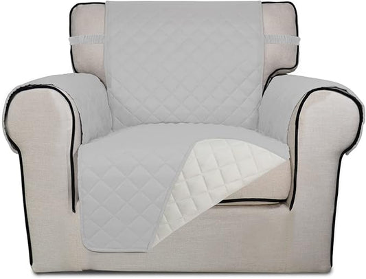 PureFit Reversible Chair Sofa Cover Dog Couch Covers for Sofa, 25.5 in | Light Gray/Ivory, Water Resistant Couch Protector, Washable Pet Couch Cover with Non Slip and Elastic Straps For Kids by PureFit
