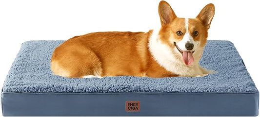 EHEYCIGA Orthopedic Dog Bed Large with Removable Washable Cover, 35x23 | Egg Crate Foam Support, Durable Oxford fabric, Non-Slip Bottom, Machine Washable, Soft Waterproof Plush Pet Bed Mat For Crate by EHEYCIGA