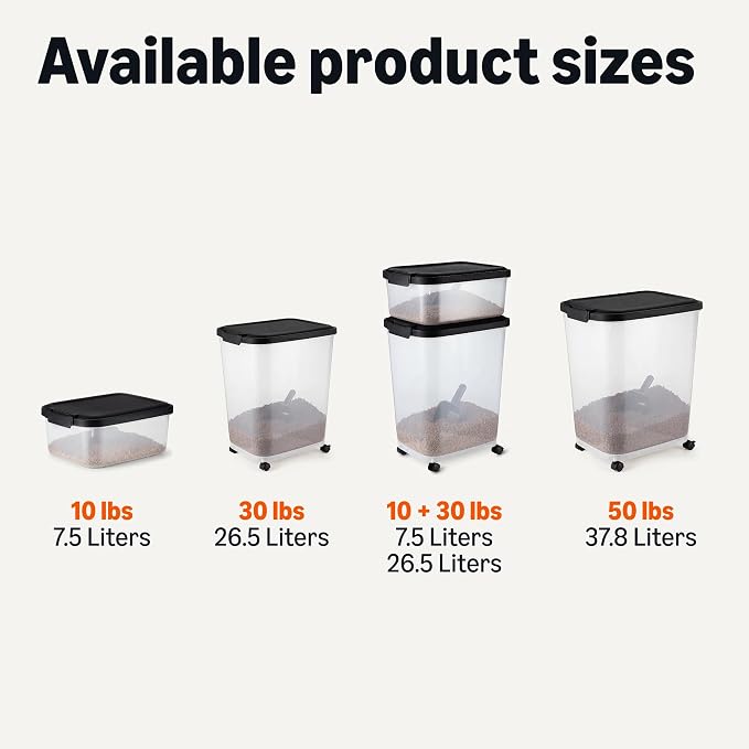 Amazon Basics Pet Food Storage Container Set, 30lbs and 10lbs with Scoop, for Dogs and Cats - Image 5