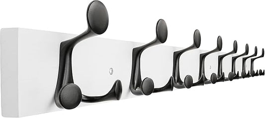 SKOLOO 43-Inch White Wood Coat Rack Wall Mount with 8 Triple Hooks - Ideal for Family Entrances, Classrooms, and Pet Supplies Storage - Perfect Coat Hooks for Wall by SKOLOO