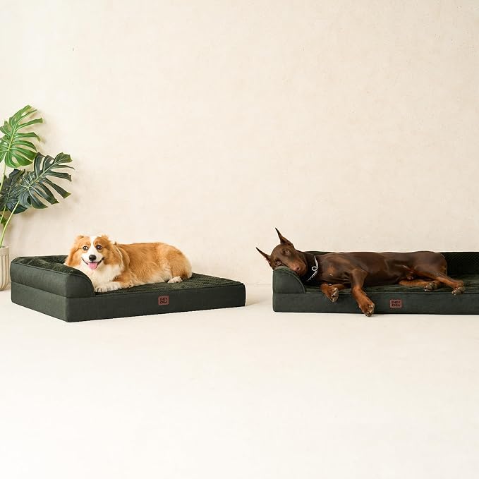 EHEYCIGA Orthopedic Dog Bed Medium Size Dogs, Memory Foam Dog Bed with Washable Removable Cover, Waterproof Pet Sofa Couch for Crate with Nonskid Bottom, 30x20x6, Dark Green - Image 8