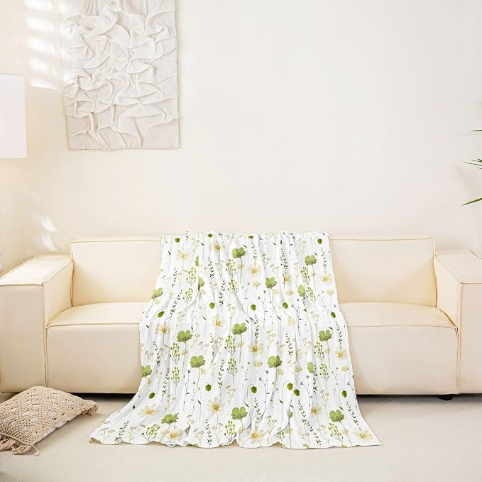 Erosebridal Watercolor Floral Couch Cover Olive Green Beige Flower Sofa Cover Modern Minimalist White Couch Protector 71" X 102" Rustic Farmhouse Washable Non Slip Sofa Protector For Couches And Sofas - Image 6