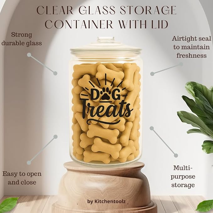 kitchentoolz 2-Gallon Dog Treat Container Airtight – Large Glass Jar for Countertop, Stylish Dog Treats Container & Dog Cookie Jar, Perfect Dachshund Accessories & Dog Treat Storage - Image 5