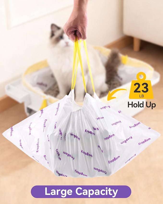 180 Count Automatic Cat Litter Box Liners Compatible with PetPivot AutoScooper 11/12 and Similar Open Top Self Cleaning Litter Box, Heavy Duty Cat Litter Bags Liners with Drawstring, 25.19" x 11.8" - Image 4