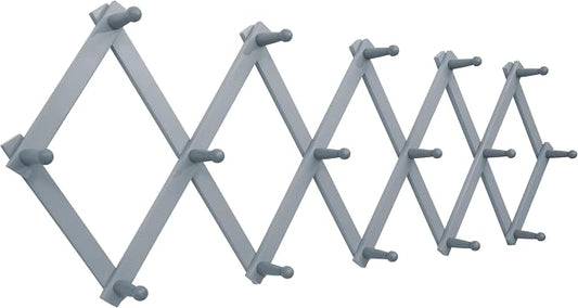 SKOLOO Accordion Wall Hanger with 16 Hooks, Modern Expandable Coat Rack Hat Rack for Wall, Solid Wooden, Dusty Gray Oak by SKOLOO