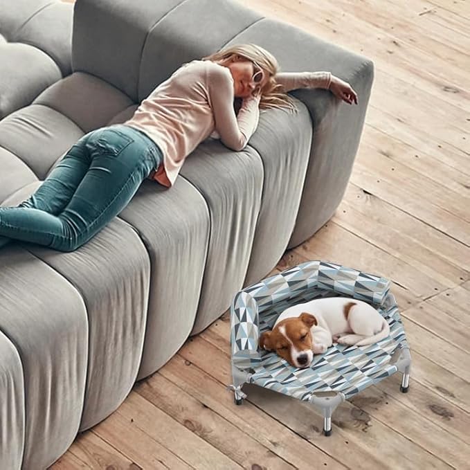 Orthopedic Dog Bed - Beds Bolster,Cooling Elevated Dog Beds with Metal Frame,Raised Dogs Bed,Easy to Assemble,Up to 50 lbs,Small (24.5" L x 24.5" W x 6.7" Th)