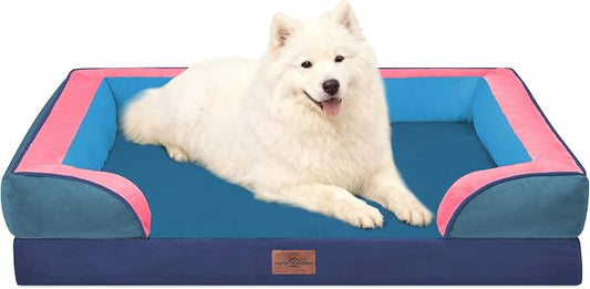 Comfort Expression Orthopedic Dog Beds for Large Sized Dog with Bolster | Waterproof Dog Couch Bed with Washable Cover & Non-Slip Bottom, Supportive Egg Crate Foam Large Pet Bed, 36x27 Inch by ComfortExpression