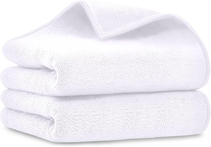UNIMADE Salon Towels 2 Pack, Super Soft Microfiber Hand Towel | Highly Absorbent Hair-Drying Cloth for Gym, Bath, Spa Use and Home Beauty Care - White (16x29 inch) by Unimade