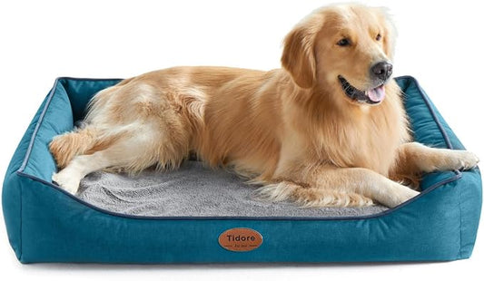 Tidore Orthopedic Dog Beds for Medium Dogs, Durable Egg Crate Foam Sofa Dog Bed wit Washable Removable Cover,Waterproof Lining,Pet Bed for Large Dogs (Peacock Blue, 39.4" L x 31.5" W x 7.4" Th) by Tidore
