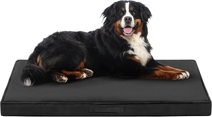 Outdoor Dog Bed Large Sized Dog, XXL Waterproof Dog Bed, 47x29x3.5 Inch, Orthopedic Dog Bed with Removable Washable Cover, Rectangle Egg Crate Foam Pet Bed for Camping, Outside, Dark Grey by Aeroluxe