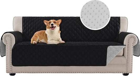 PrinceDeco Extra Large Couch Covers for Oversized Sofa Water Repellent Furniture Protector Anti-Slip and Washable Pet Couch Covers for Sofa/3 Cushion Couch Width Up to 78"(Oversized Sofa, Black) by PrinceDeco