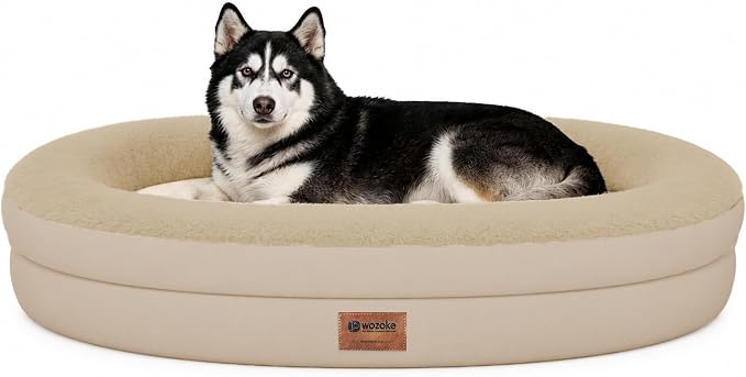 Waterproof Orthopedic Dog Bed for Extra Large Dogs, Light Brown | Supportive Crate Foam Relieves Joint Pressure, 360°Bolsters, Waterproof Inner,Washable Cover, Non-slip Bottom by Wozoke