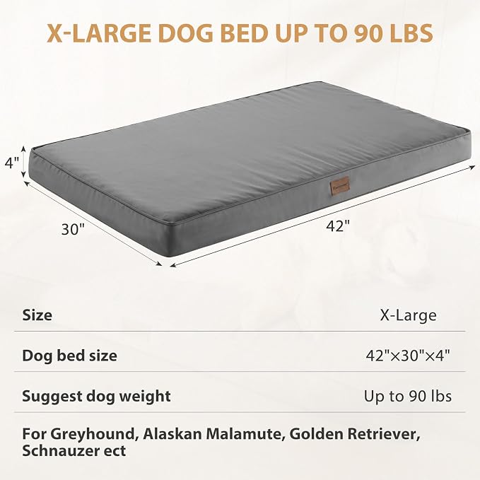 BFPETHOME Outdoor Waterproof Dog Bed for Large Dogs, Washable Cover, 42" | Outdoor & Indoor Use, Waterproof, For Medium, Large, Extra Large Dogs, Orthopedic, Egg Crate Foam, Up to 90 lbs - Image 4