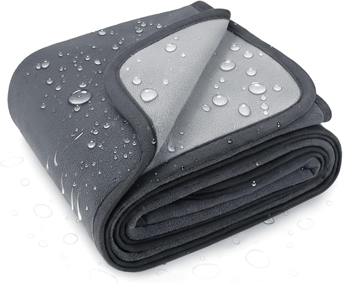 Luciphia 100% Waterproof Blanket for Adults or Small Medium Dogs, Soft Polar Fleece Pet Blankets for Couch Protector Washable, Reversible Leakproof Furniture Protection for Puppy,Dark Grey,57x40 inch by luciphia