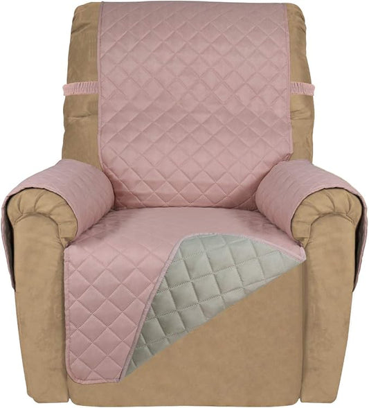 PureFit Reversible Recliner Chair Covers Couch Covers for Dogs, 19 in | Pink/Beige, Water Resistant Couch Protector, Washable Pet Couch Cover with Non Slip and Elastic Straps For Kids by PureFit